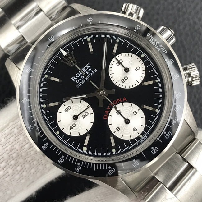 top-tier watch Rolex Paul Newman series men's black dialsteel bracelet mechanical watch front view