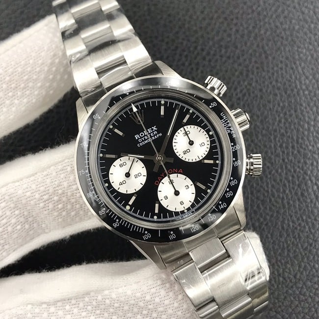 top-tier watch Rolex Paul Newman series men's black dialsteel bracelet mechanical watch front view
