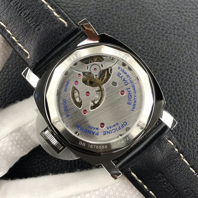 HW factory top-tier watch Panerai men's black dial black belt manual winding mechanical leather strap watch movement picture