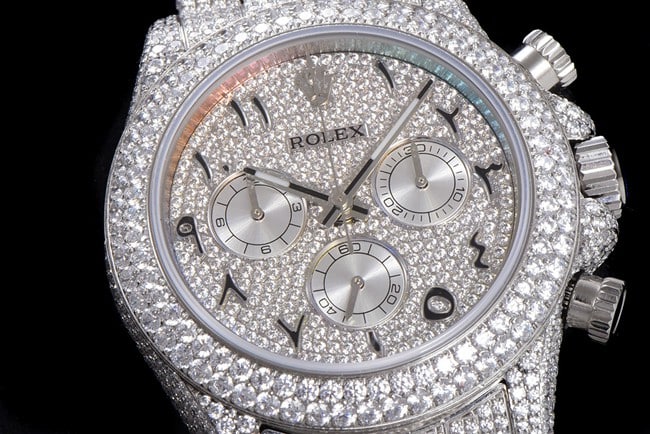 Rolextop-tier watch men's white dialsteel bracelet new universe chronograph Daytona gypsophila 40 series mechanical watch front view