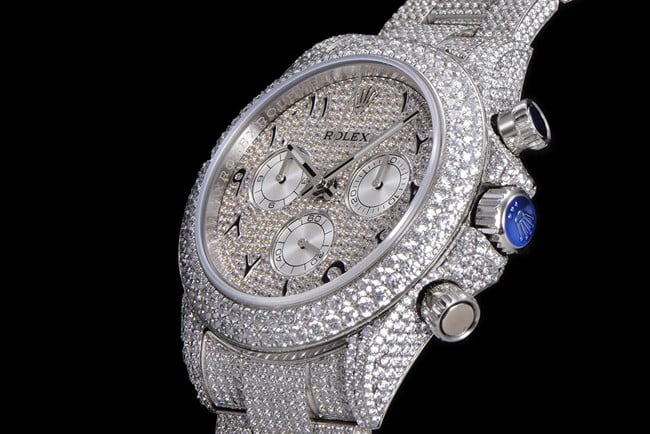 Rolextop-tier watch men's white dialsteel bracelet new universe chronograph Daytona gypsophila 40 series mechanical watch side view