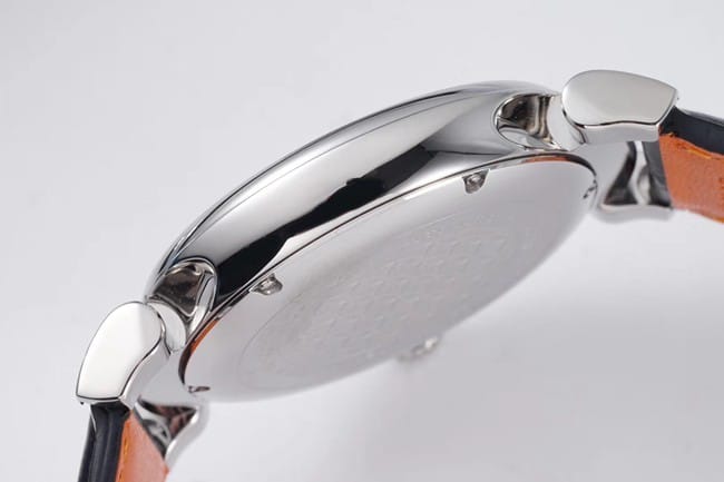 AI factory IWC top-tier hand expression Vinci classic moon phase men's black dial black belt mechanical watch side view
