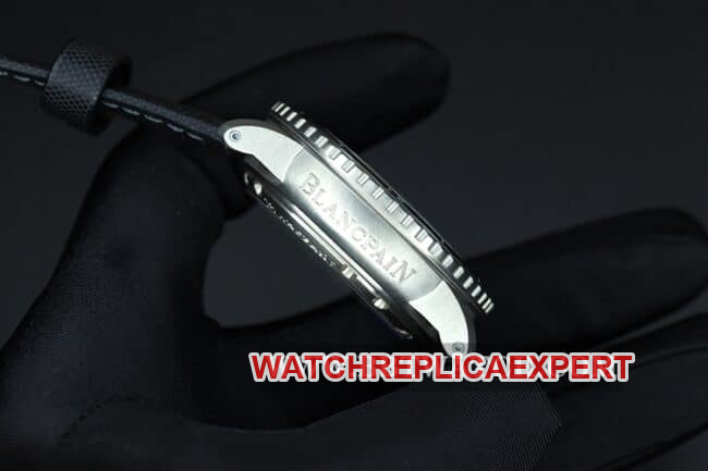 ZF FactoryBlancpain watch fifty fathoms top-tier men's black dial nylon strap mechanical movement side view