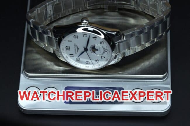 GS factory Longines top watch, Longines Master Collection men's model, white dial, steel strap, automatic mechanical, front view
