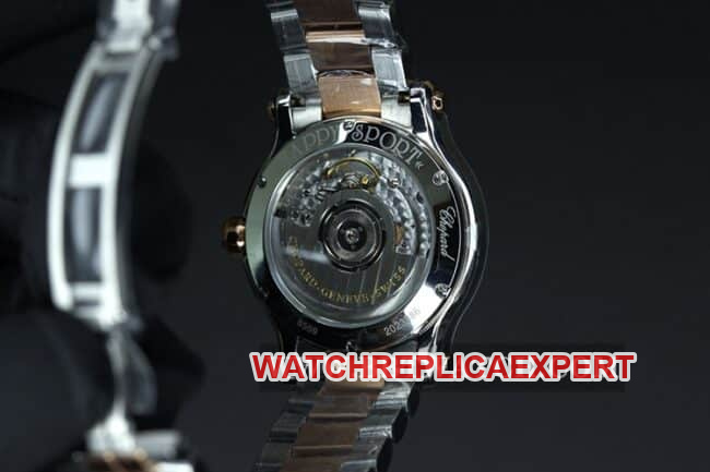 YF factory Chopardtop-tier watch ladies blue dial gold belt happy diamond automatic movement back cover picture