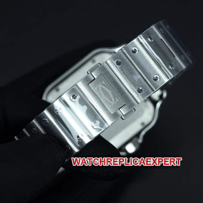 BV Factory Cartier Top Watch Men's White Dial Steel Band New Santos Automatic Mechanical Watch Clasp Photos