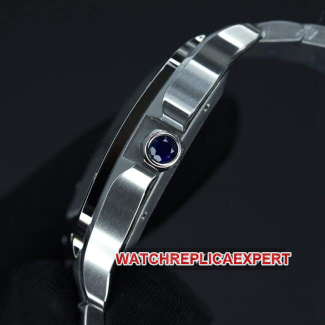 BV Factory Cartier Top Watch Men's White Dial Steel Band New Santos Automatic Mechanical Side View