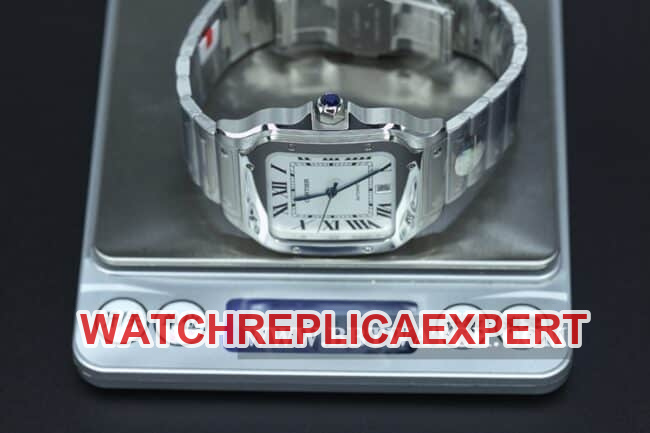 BV Factory Cartier Top Watch Men's White Dial Steel Band New Santos Automatic Mechanical Front View