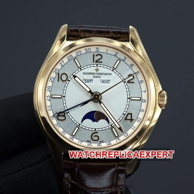 ZF Vacheron Constantin Top Woodland Type Men's White Plate Brown Strap Automatic Mechanical Watch Front View