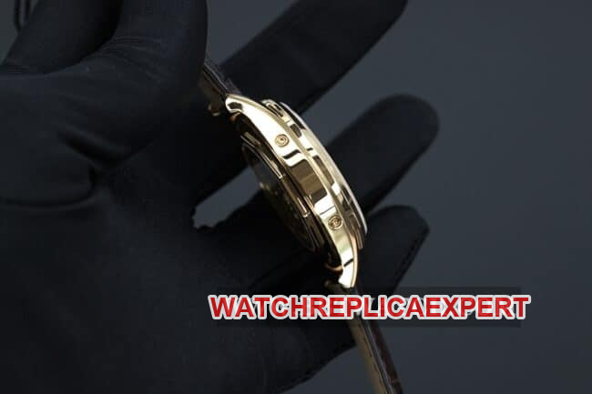 ZF Vacheron Constantin Top Woodland Type Men's White Plate Brown Strap Automatic Mechanical Watch Side View