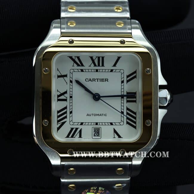 BV factory Cartier top collectible watches men's white disk steel belt automatic mechanical Santos series front view