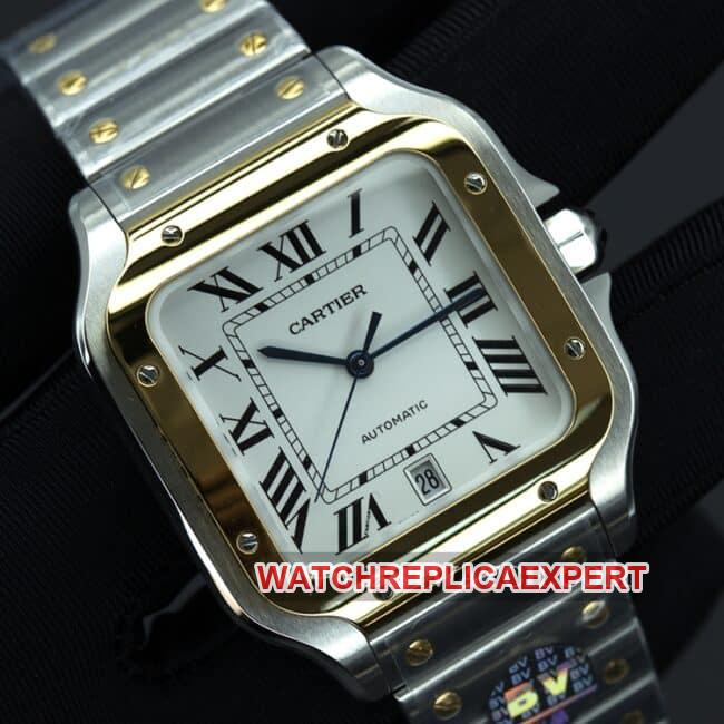 BV factory Cartier top collectible watches men's white disk steel belt automatic mechanical Santos series front view