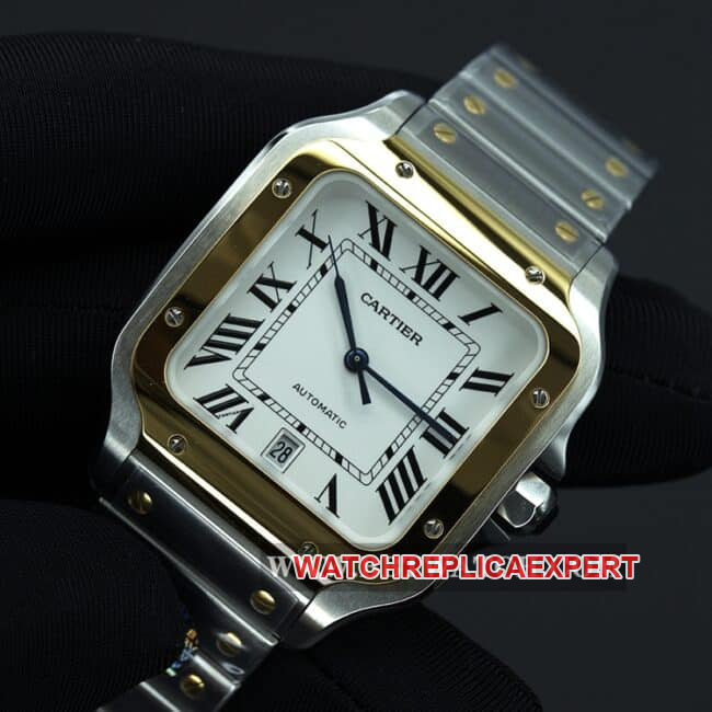 BV factory Cartier top collectible watches men's white disk steel belt automatic mechanical Santos series front view