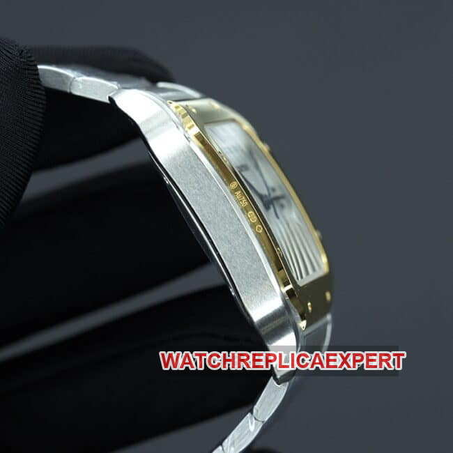 BV factory Cartier top collectible watches men's white disk steel belt automatic mechanical Santos series side picture