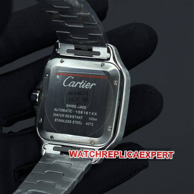 BV factory Cartier top collectible watches men's white disk steel belt automatic mechanical Santos series back cover figure