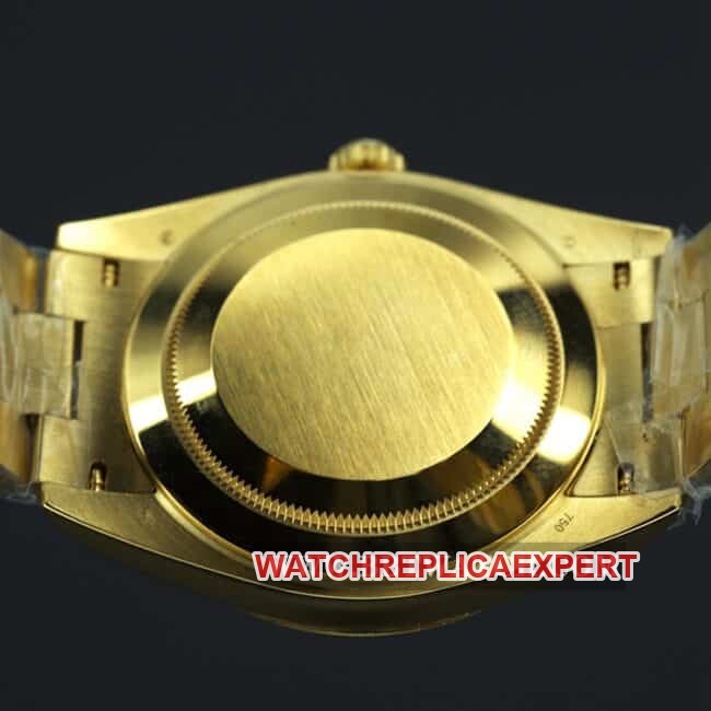 Rolex top collectible watches men's black plate gold band double calendar automatic mechanical back cover figure