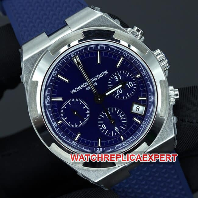 8F factory Vacheron Constantintop-tier watch Overseas series men's blue dial nylon strap mechanical front view