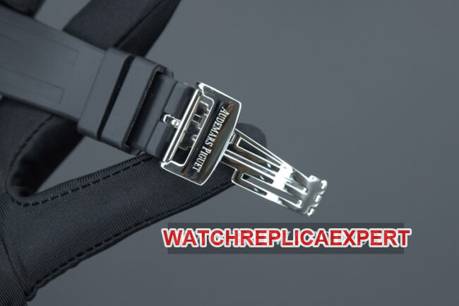 R8 factory Audemars Piguettop-tier watch men's black dialrubber strapRoyal Oaktourbillonautomatic movementclasp picture