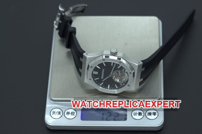 R8 factory Audemars Piguettop-tier watch men's black dialrubber strapRoyal Oaktourbillonautomatic movement front view