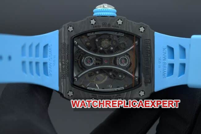 JB factory Richard Milletop-tier watch men's black dial blue rubber strapautomatic movementmovement picture