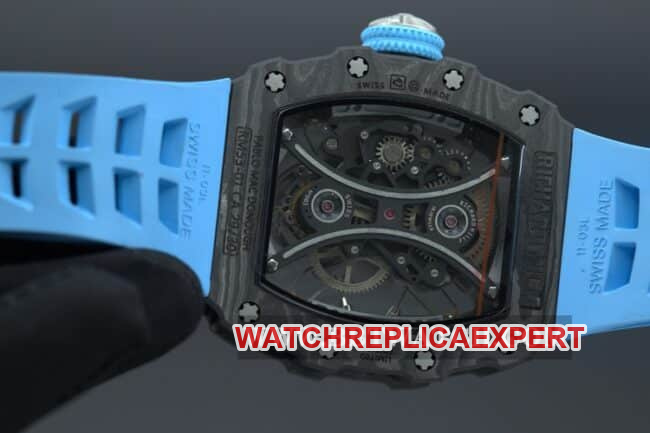 JB factory Richard Milletop-tier watch men's black dial blue rubber strapautomatic movementmovement picture