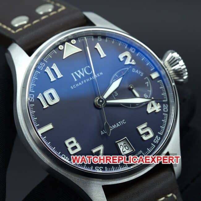 ZF FactoryIWC top-tier watch big pilot series automatic movement men's blue dial brown belt front view