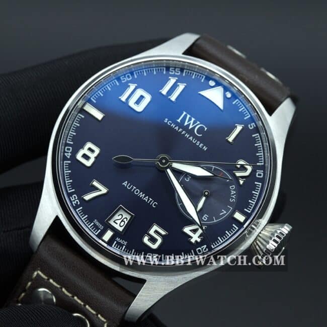 ZF FactoryIWC top-tier watch big pilot series automatic movement men's blue dial brown belt front view