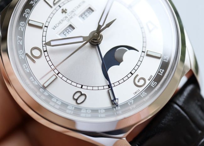 Vacheron Constantintop-tier watch Wulu type full date display series men's white dial black belt mechanical detail shots