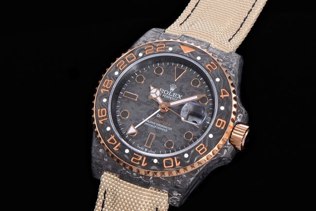 Rolextop-tier watch fully automatic movement gray plate nylon strap men's front view