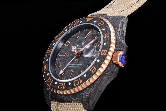 Rolextop-tier watch fully automatic movement gray plate nylon strap men's side view