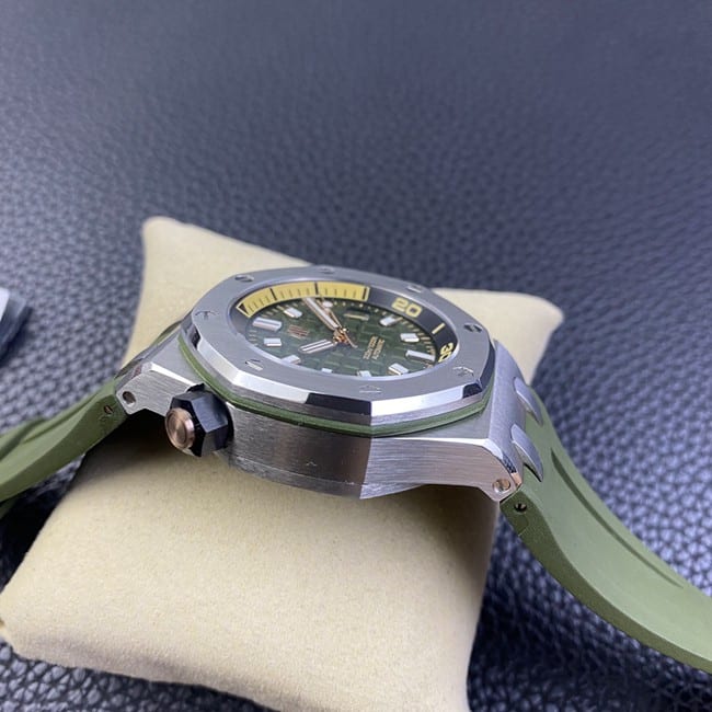BF factory Audemars Piguettop-tier watch new men's model green dial green strap full automatic movement side view