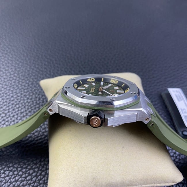 BF factory Audemars Piguettop-tier watch new men's model green dial green strap full automatic movement side view
