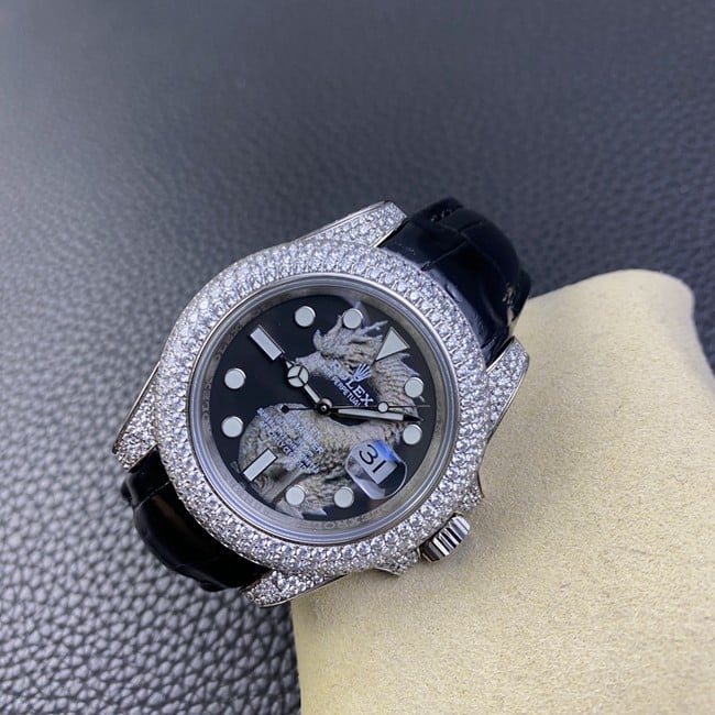 top-tier replicaRolex men's watch black dial black belt full automatic movementSubmariner front view