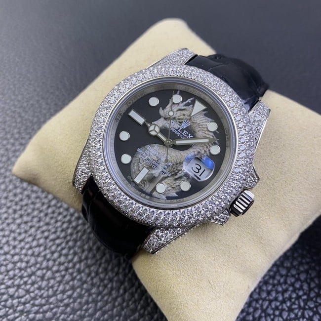 top-tier replicaRolex men's watch black dial black belt full automatic movementSubmariner front view