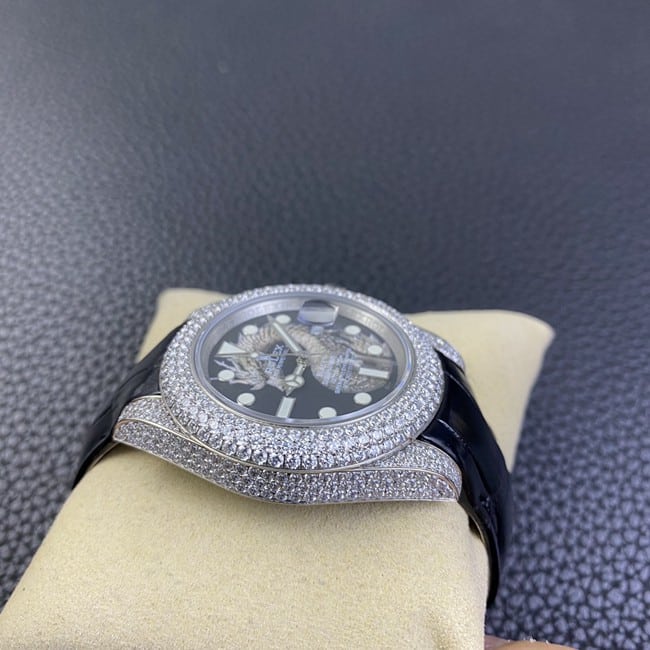top-tier replicaRolex men's watch black dial black belt full automatic movementSubmariner side view