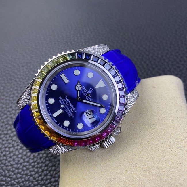 Rolextop-tier Submariner series fully automatic movement blue dial blue belt men's watch front view