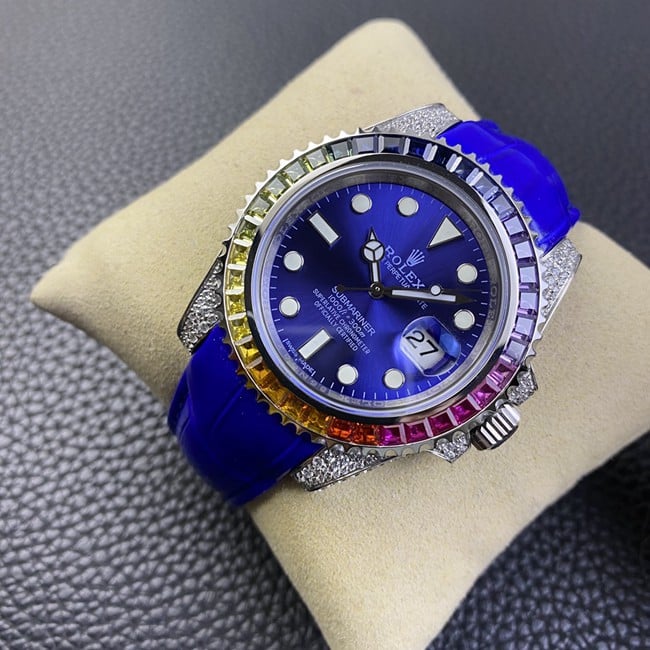 Rolextop-tier Submariner series fully automatic movement blue dial blue belt men's watch front view