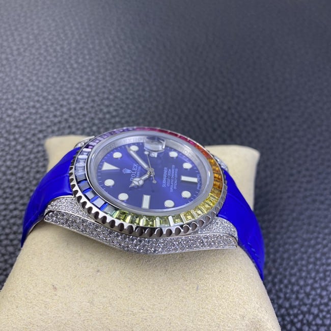 Rolextop-tier Submariner series fully automatic movement blue dial blue belt men's watch side view