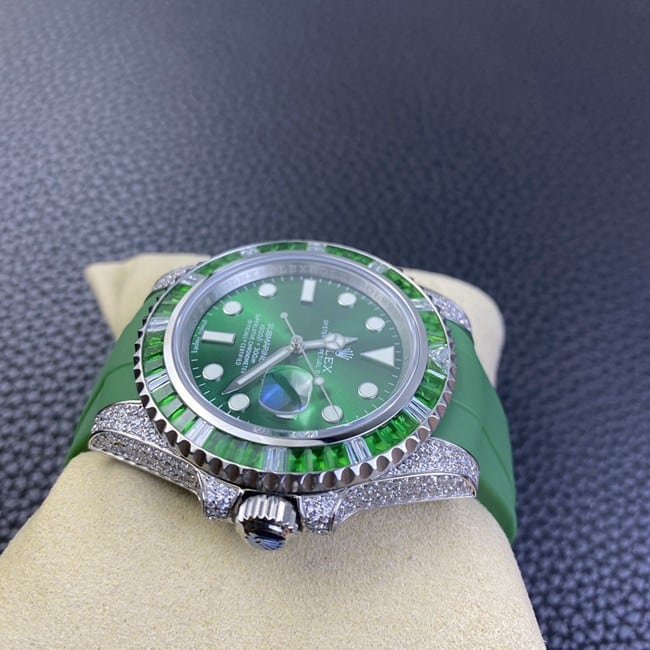 Rolextop-tier watch men's green dial green strap submarine series mechanical side view