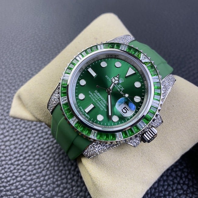 Rolextop-tier watch men's green dial green strap submarine series mechanical front view