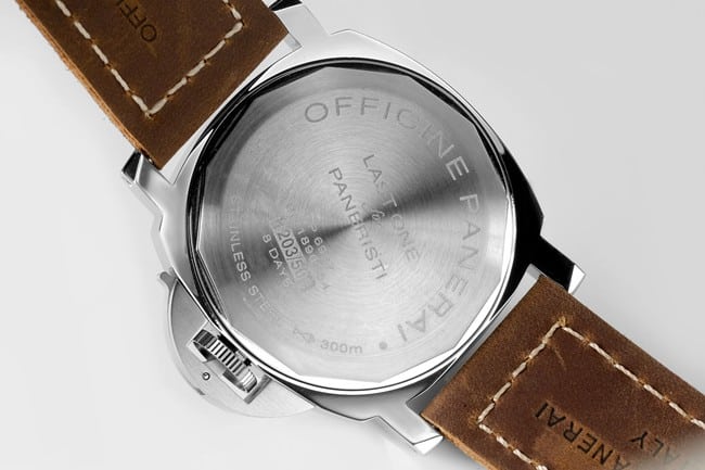 HW F factory top-tier replicaPaneraihigh-quality men's green dial brown belt manual winding leather strap watch back cover picture
