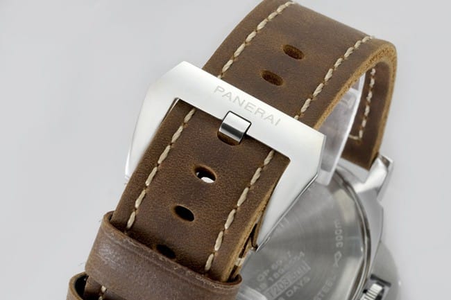HW F factory top-tier replicaPaneraihigh-quality men's green dial brown belt manual winding leather strap watch clasp picture