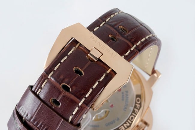 Paneraitop-tier manual winding mechanical men's black dial brown belt watch clasp picture