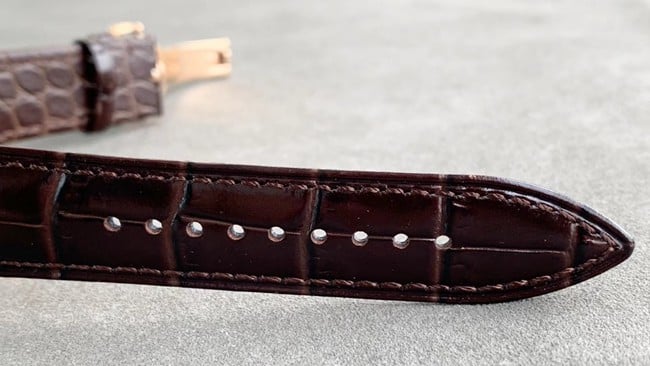 top-tier replicaPatek Philippe watch men's white dial brown belt super complex function chronograph series fully automatic movementleather strapleather strap picture