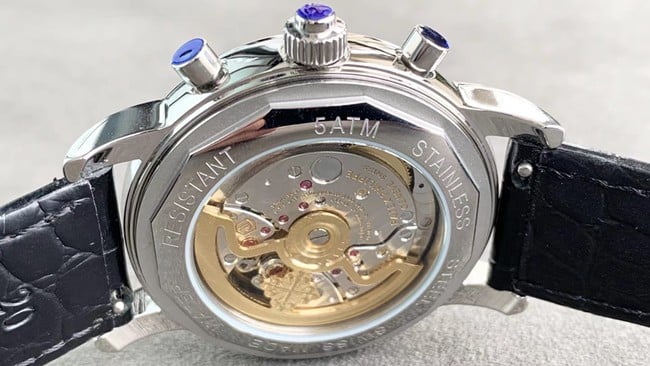 Patek Philippetop-tier men's black dial black belt full automatic movement super complex function chronograph series watch movement picture