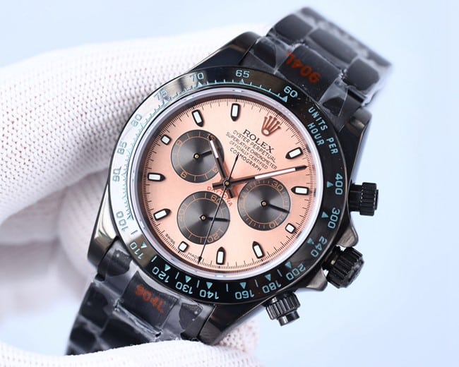 Rolextop-tier watch men's black dial black belt fully automatic movementsteel bracelet front view