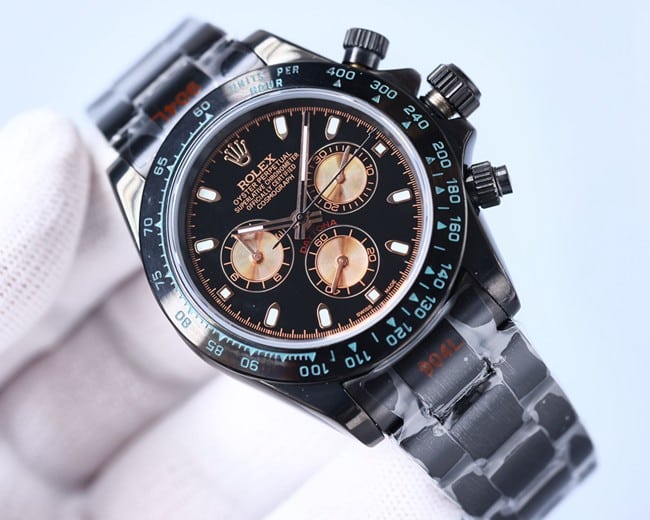 Rolextop-tier watch men's black dial black belt fully automatic movementsteel bracelet front view