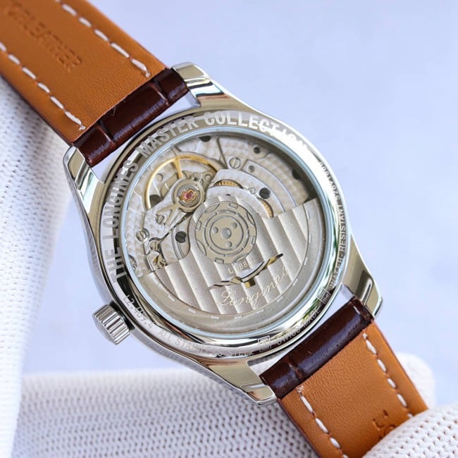 top-tier replicaLongineshigh-quality women's white dial brown belt famous craftsman series fully automatic movementleather strap watch movement picture