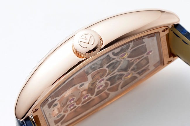 ABF factory Frank Muller top-tier watch manual winding mechanical men's white dial brown belt side view