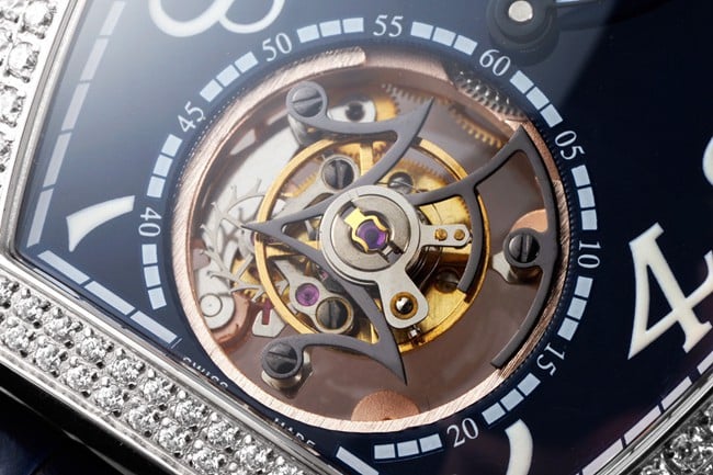 top-tier Frank Muller watch men's blue dial blue belt tourbillon manual winding mechanical leather strapmovement picture